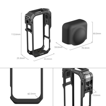 SmallRig 6965 - klatka z silikonową osłona obiektywu do Insta360 X6 - wymiary